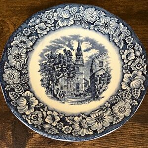 Vintage Lot of 3 Liberty Blue Old North Church Saucers Tea Cup Saucers Only